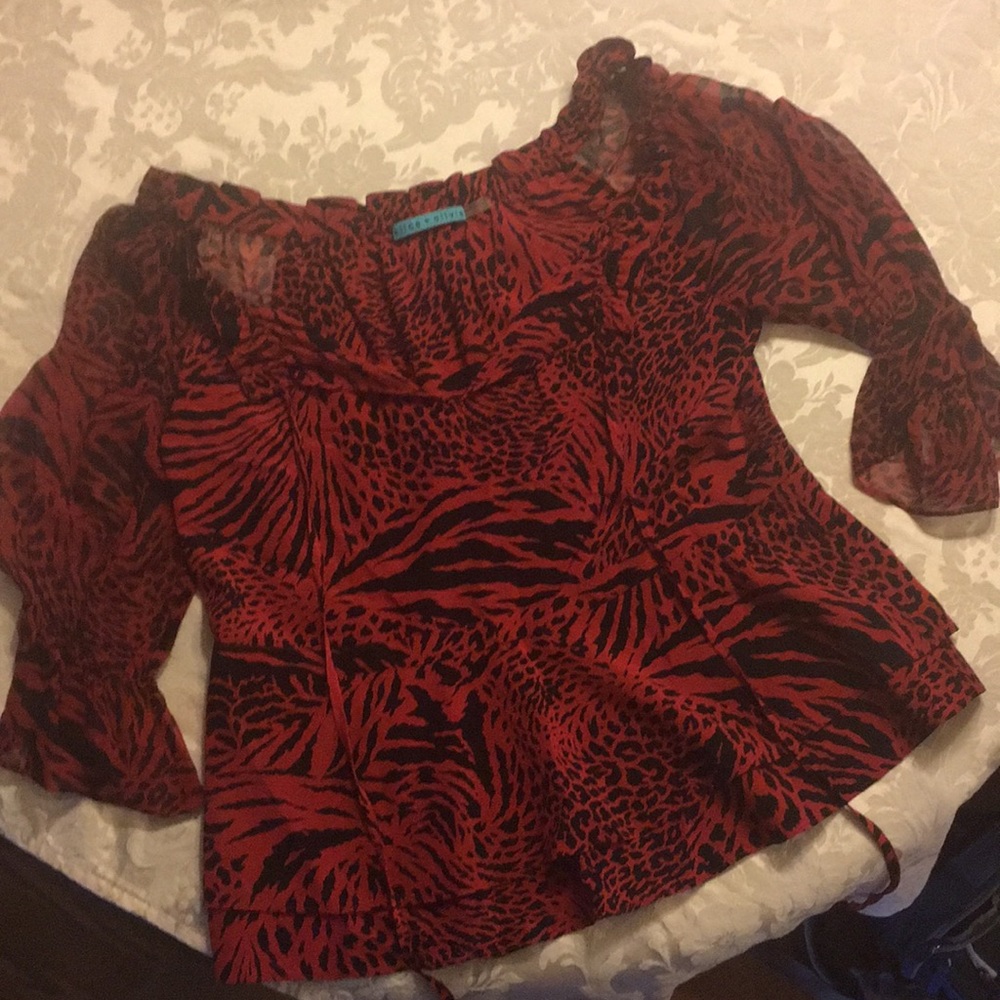 Alice and Olivia Blouse XS Red/Black